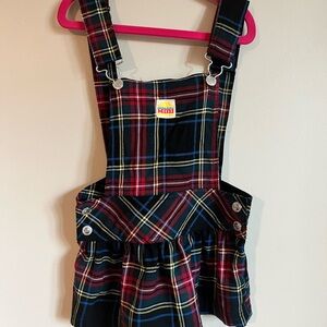 Harajuku Mini Plaid Overall Skirt - Red and Blue
